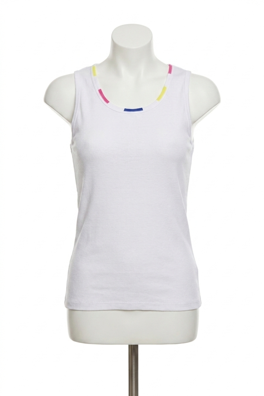 NEW ANGEL crew neck tank in white/multi